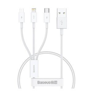 Baseus Superior 3in1 Adatkábel - USB-C, Lightning, MicroUSB - 50cm, Fehér 138971662 - Adatkábel