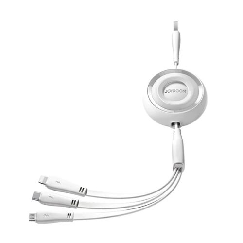 JOYROOM 3 az 1-ben visszahúzható USB kábel: Lightning, Micro USB, Type-C - Fehér - Joyroom