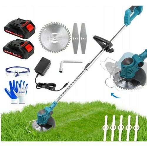 Flinke 68V akkus fűkasza késekkel, akkumulátorokkal, töltővel és védőfelszereléssel