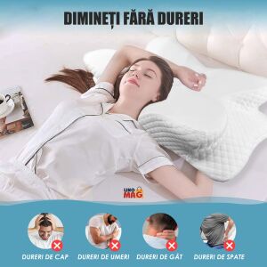 Комплект от 2 ортопедични цервикални възглавници Linomag® за спане, мемори пяна, калъфка с възможност за пране, опора за глава, врат, рамене и ръце - Рехабилитационно средство