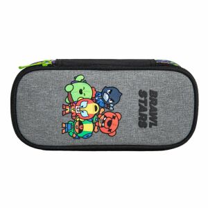 Puzdro na ceruzky Brawl Stars Ready to Battle, sivé obdĺžnikové puzdro na ceruzky s postavičkami Brawl Stars - Peračníky