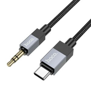 Hoco UPA32B AUX kábel Jack 3,5 mm (apa) - USB C (apa) fekete 1 m 138977700 - Hoco