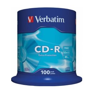 CD-R mechaniky Verbatim 700MB 1x-52X Extra Protection, balenie po 100 kusoch