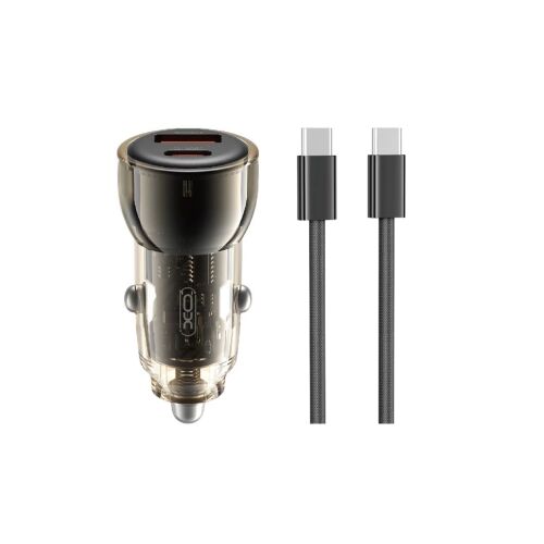 XO CC60 60W USB-A/USB-C PD Autós Töltő + USB-C Kábel