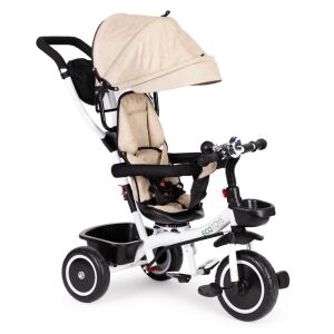 EcoToys beige Dreirad mit drehbarem Sitz und Sonnendach - Dreiräder