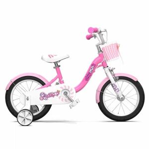 Royal Baby Chipmunk 12-Zoll rosa Kinderfahrrad mit Stützrädern und Korb - Fahrrad für Kinder