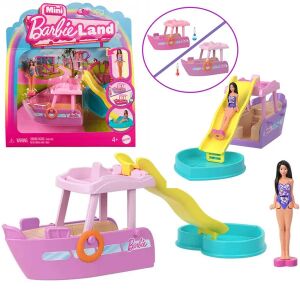 Мини BarbieLand комплект за игра яхта с пързалка и басейн, променящ цвета си - Mattel