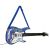 Blue toy electric guitar with shoulder strap
