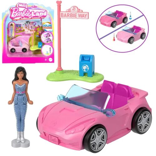 Mini BarbieLand rosa farbwechselndes Cabrio mit 3,8 cm Barbie Puppe und Zubehör