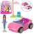 Mini BarbieLand rosa farbwechselndes Cabrio mit 3,8 cm Barbie-Puppe, Straßenschild und Mülleimer