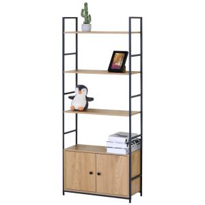 Intenso Home Könyvespolc - 5 szintes, ajtós, aranytölgy