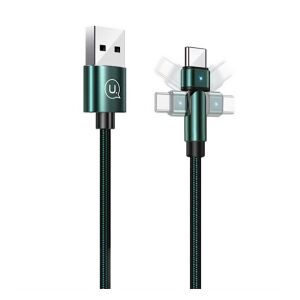 USAMS U60 Forgatható Lightning Töltőkábel - Sötétzöld 138989627 - Adatkábel