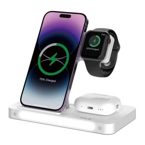 iPhone 16e DEVIA SMART hálózati töltőállvány 3in1 15W, Apple Watch töltő, FEHÉR 138989662 - Devia