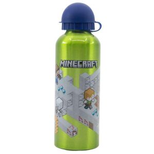 Minecraft Aluminium Trinkflasche, 530 ml, grün mit Charakteren - Trinkflaschen