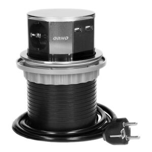 ORNO OR-AE-1381(GS) gniazdo meblowe wpuszczane z 3 gniazdami Schuko i 2 portami USB - Connector & Dugalj