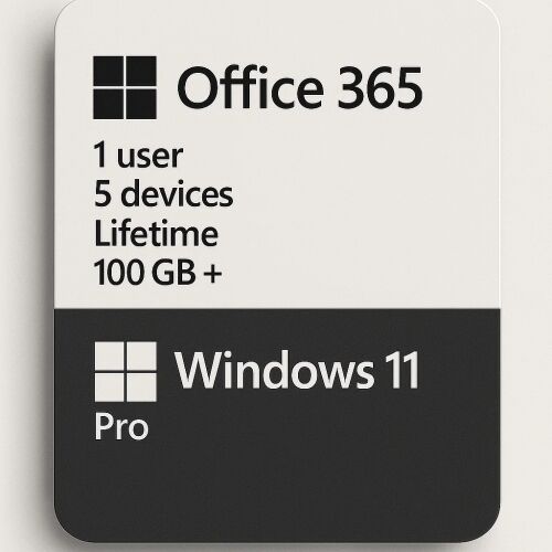 Microsoft Office 365 I 1 user I 5 devices I Lifetime I 100 GB + Microsoft Windows 11 Pro