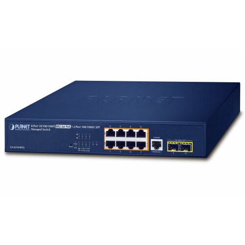 Planet GS-4210-8P2S L2 комутатор, 8x1Gb, 2x 1Gb SFP, 8x PoE 802.3at 120W, QoS 138995495