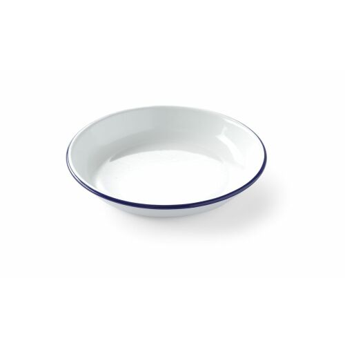 Zománcozott Acél Mélytányér - Fehér, Kék Peremmel, 22cm 138999377 - Tál