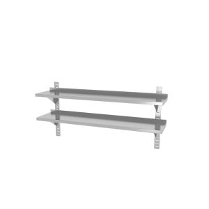 Rozsdamentes Acél Fali Polc Szett - 2 állítható polc, 1400x300mm