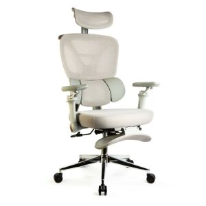 Ergonomikus Irodai Forgószék - Szürke, Állítható Karfával és Lábtartóval