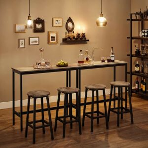 VASAGLE ALINRU Ipari Bárszék Szett - 2 db, 65 cm, Szürke/Fekete 139010242 - Bútor