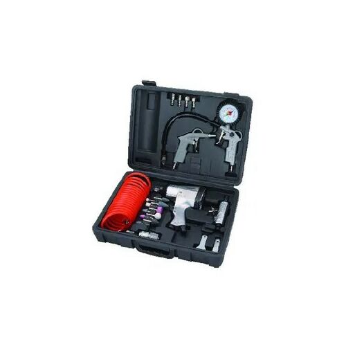 Betta 27-dielna pneumatická súprava náradia vrátane pneumatického uťahováka, ofukovacej pištole, hustilky pneumatík a príslušenstva v prenosnom kufríku.