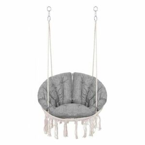 Springos Brazil Függőszék - Krém/Szürke, Párnával, 150kg