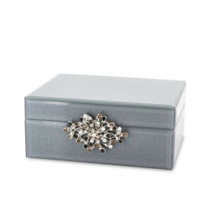 Vetrario Szürke Ékszerdoboz - Ezüst Köves Dísz, 16x16cm 139016205 - Ékszertároló