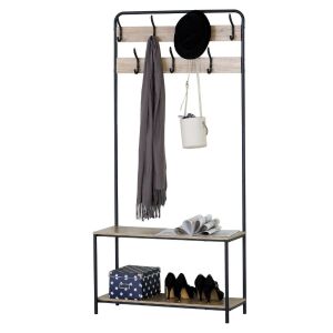 Intenso Home Előszobai Ruhafogas Cipőtartóval - 80x170cm, Sonoma Tölgy