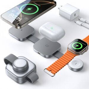 Încărcător wireless pliabil 3 în 1 LISEN LS01+ pentru telefon, ceas și căști - Încărcătoare și cabluri