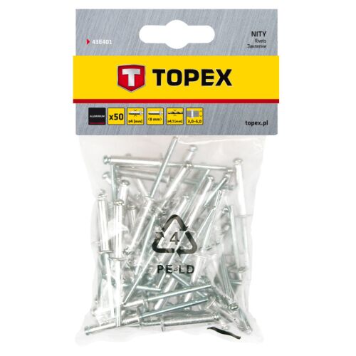 TOPEX Alumínium Popszegecs 4.0 x 8 mm - 50 db 157822259 - Szegecs
