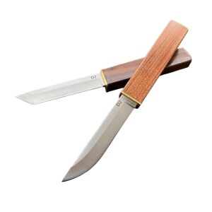 Zwei japanische feststehende Messer mit Holzgriffen auf weißem Hintergrund - Jagd- & Survivalmesser