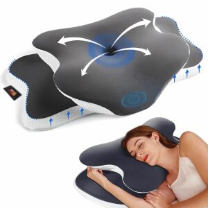 Linomag® Orthopädisches Nackenstützkissen, Memory Foam, waschbarer Bezug, Kopf-, Nacken-, Schulter- und Armstütze, Weiß/Schwarz, 65 x 40 x 14 cm