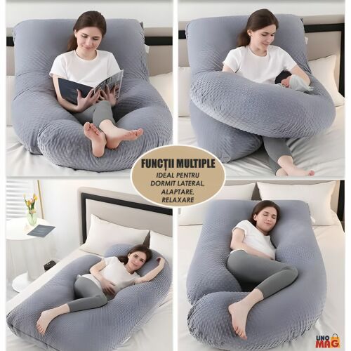 Linomag® 3-v-1 tehotenský a dojčiaci vankúš, multifunkčný, tvar L, podpora pre brucho, chrbát, boky, nohy, bábätko, relaxačný, snímateľný poťah, svetlosivý