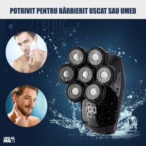 Multifunkčný elektrický holiaci strojček Linomag®, profesionálny, 7D 5 v 1 s flexibilnými rotačnými hlavami, LED displej, vodeodolný, nabíjateľný cez USB, na vlasy, bradu, nos a kontúry, čier 140854569 - Depilácia&Holenie