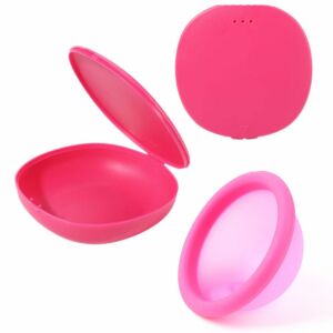 2er-Set wiederverwendbare Menstruationsbinden + Aufbewahrungsbox, Linovit®, medizinisches Silikon, Größe S, Pink/Schwarz - S 140780505 - Menstruationstasse