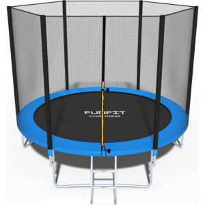 Funfit 252cm kék trambulin védőhálóval és létrával - Funfit