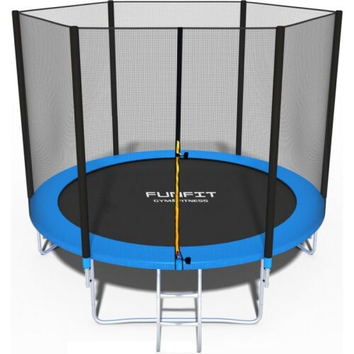 Funfit 252cm kék trambulin védőhálóval és létrával