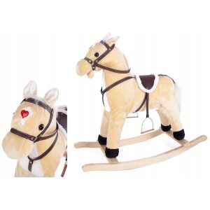 Gyerekhinta, hintaló, hangeffektek, fények, krémszínű fa állvány