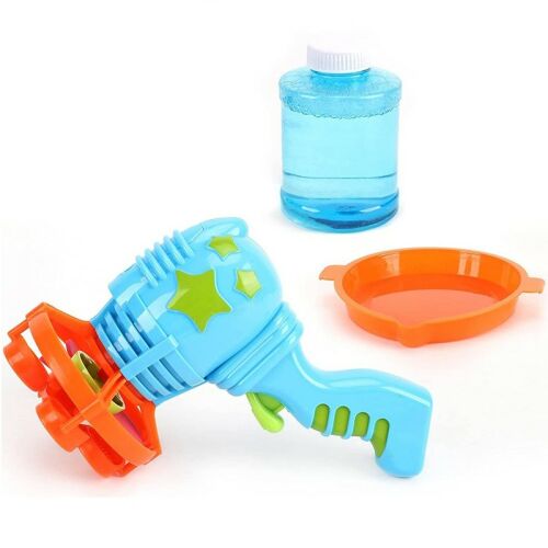 Automata szappanbuborék pisztoly buborékfújó játék buborékoldattal és tálcával