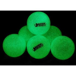 Set 6 mingi ping pong, glow in the dark, diametru 40 mm, alb fluorescent