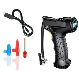 Compresor portabil auto, Wireless, ecran LCD, reincarcabil USB, 120W, LED frontal