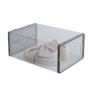 Cipőtároló doboz, fedéllel zárható, átlátszó, 33,5 x 23 x 14 cm, műanyag
