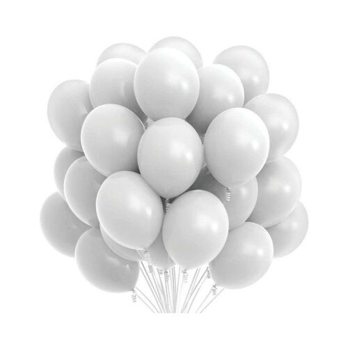 Set 100 baloane petrecere, material latex, forma ovala 30 cm Alb