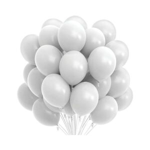 Fehér latex lufik, ovális alakú, 30 cm, közelkép - Party kellék