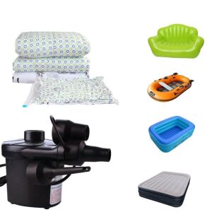 Elektromos légpumpa, felfújás/leeresztés, dugaszolható tápegység, 3 fúvóka