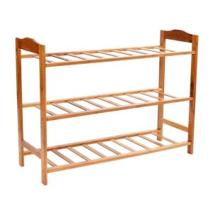 3 szintes cipőtartó, bambusz, 68 x 47 x 23 cm