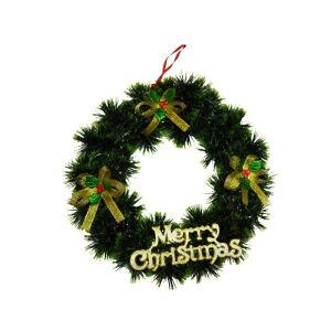 Merry Christmas dekoratív koszorú arany masnikkal, 24 cm. - Koszorú