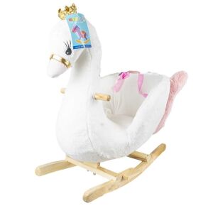 Hattyú hintaszék gyerekeknek, fa talppal, plüss, zenei hangokkal