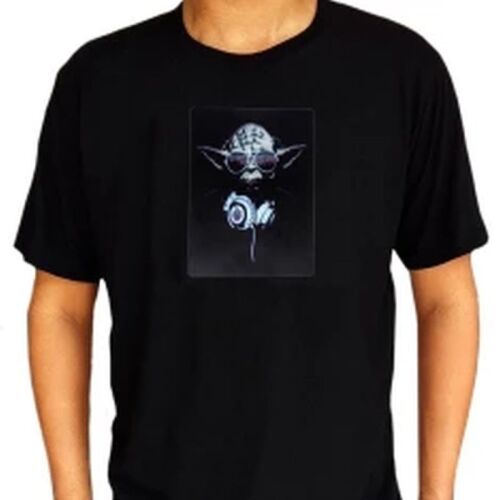 Tricou luminos cu egalizator Yoda, reactioneaza la sunet, negru, marime L 139028967